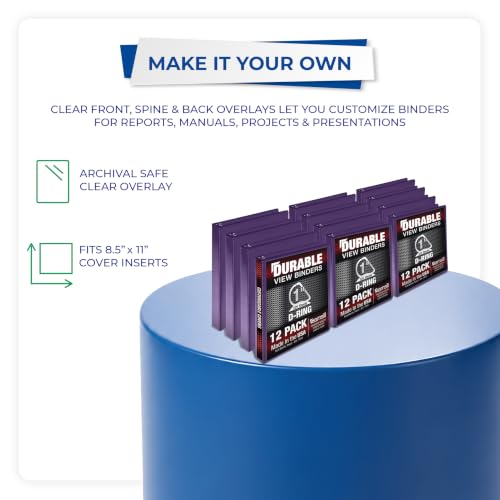 Image of Samsill Durable 1 inch 3 Ring Binder, D Ring Binder, 100% Recycled Chipboard, Purple, 12 Pack