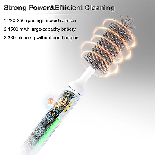 Image of Rechargeable Electric Bottle Brush Cleaner Set, 360 High Speed Rotation Silicone Cleaning Brush with Bottle Brush, Pacifier Brush, Straw Brush, Perfect for Baby Bottle,Cup, Kitchen Utensils