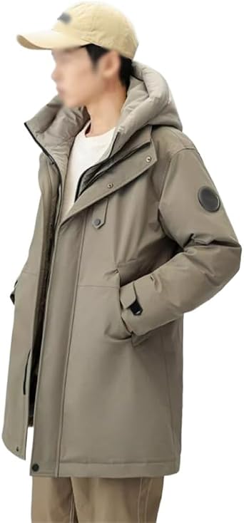 High Collar Down Jacket With Thick Hooded Warm Coat Men Long Winter Cotton-padded Clothes Fake Two