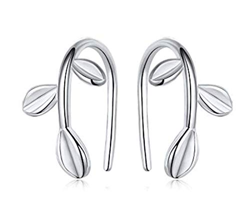 YURENCute Leaf Jewellery Earrings Sterling Silver Leaf Hook Earrings Olive Leaf Ear Clip
