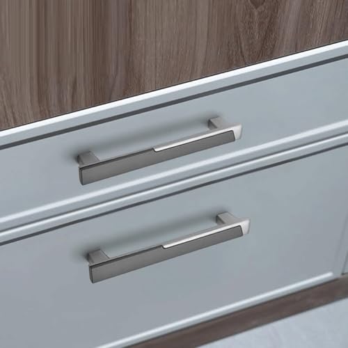 Confezione da 2 maniglie moderne in lega di zinco, eleganti maniglie per cassetti per cucina, bagno, armadio, cassettiera, hardware (nero, foro singolo)