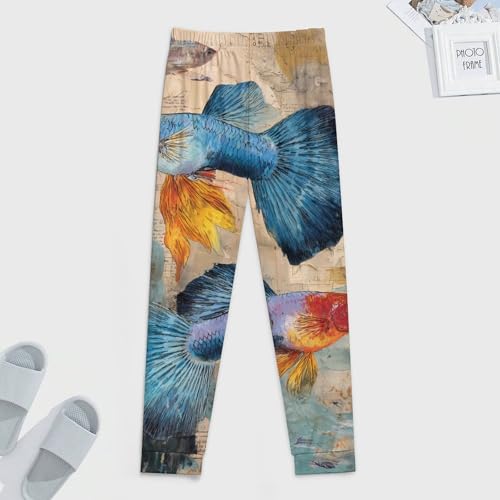 Guppy Fish Ocean Vintage Newspaper Men's Pajama Pants Lounge Pant Sleepwear PJ Bottoms3