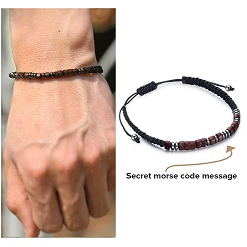 Homebearj To My Son Bracelet From Mom, Morse Code Bracelet Leather Braided For Men Boys, I Love You Adjustable Inspirational Wristband, Magnetic Bracelet For Son Birthday, Graduation Gifts #TOP4