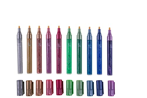 Image of Hello, Artist! Metallic Paint Markers, 10 Pieces, Non-Toxic and Acid-Free, Bright and Vivid Colors