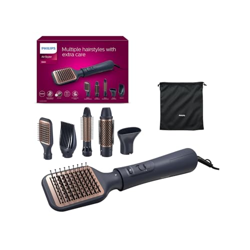 Philips Cepillo Moldeador Serie 5000, 5 Accesorios para Alisar, Añadir Volumen o Crear Ondas, Ionico, BHA530/00, Negro