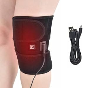 VANANA Heated Knee Brace, Heated Knee Warp Warmer 3 Heating Modes Knee Warmer Wrap for Muscles Joint Pain Comfort, Come with Power Cable, Unisex for Men Women (M, 1, Set)
