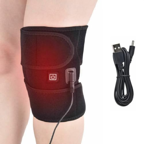 VANANA Heated Knee Brace, Heated Knee Warp Warmer 3 Heating Modes Knee Warmer Wrap for Muscles Joint Pain Comfort, Come with Power Cable, Unisex for Men Women (M, 1, Set)