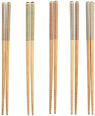 Crate & BarrelStriped Bamboo Chopstick, Set of 5 Pairs