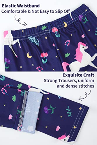 TODDOR 4 Pack Printing Girls Leggings Multipack Stretchy Kid Pants Girls Athletic Leggings Kid Legging Tight 6-12 Years2