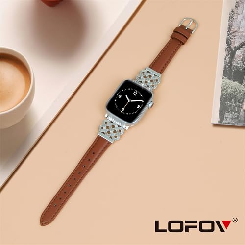 Image of Compatible with Apple Watch Bands Women 38 /40 /41 /42mm Dressy Slim Leather Strap with Designer Celtic Knot Interlock Buckle Bracelet for iWatch Series 11 10 9 8 7 6 5 4 SE 3 2 1