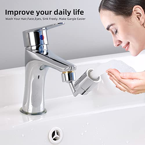 Hibbent Faucet Aerator, 720° Swivel Spray Aerator, Kitchen Faucet Aerator, 2 Water Mode Bathroom Faucet Adapter For Face Washing, Gargle And Eye Flush, 1.8Gpm 55/64 Female Thread With Adapter, Chrome #TOP5