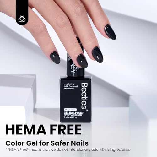 Image of beetles Gel Polish Classic Black Gel Nail Polish - Gel Polish Hema Free Soak Off Uv LED Fall Nails Art Lamp 8ml DIY Home Manicure Salon Silent Charm