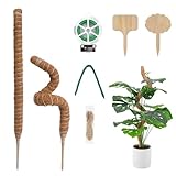 YUAENFI 2 Piezas Tutores para Plantas Trepadoras 60cm Flexible Tutor de Musgo para Monstera, Soporte de Plantas Escalada Plantas de Interiorcon y Jardín, con Bridas Cables, Etiquetas, Cordeles