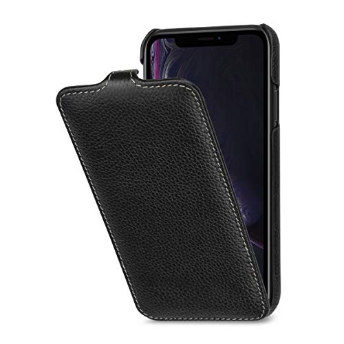 StilGut - Funda UltraSlim de Piel con Abertura Vertical Compatible con iPhone XR, Negro