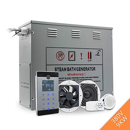 CGOLDENWALL Bluetooth Controlled Sauna Steam Generator with Ozone Sterilizer and Steam Temperature Sensoring 0~60 ℃ for Home Bath/Spa Shower/Sauna Steam Room Use (Power 9kw)