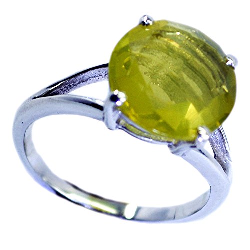 Citron Quartz Argent Promise Anneau bague ajustable taille H-Z sans nickel