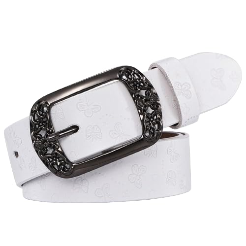 Ceinture western en relief sangle papillon gravée en cuir rétro style cowboy rock