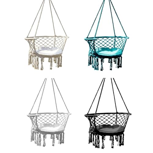 Silla colgante extra cómoda con kit de suspensión, hamaca portátil, barra de soporte de metal para uso en interiores y exteriores, dormitorio, patio, peso máximo 150 kg
