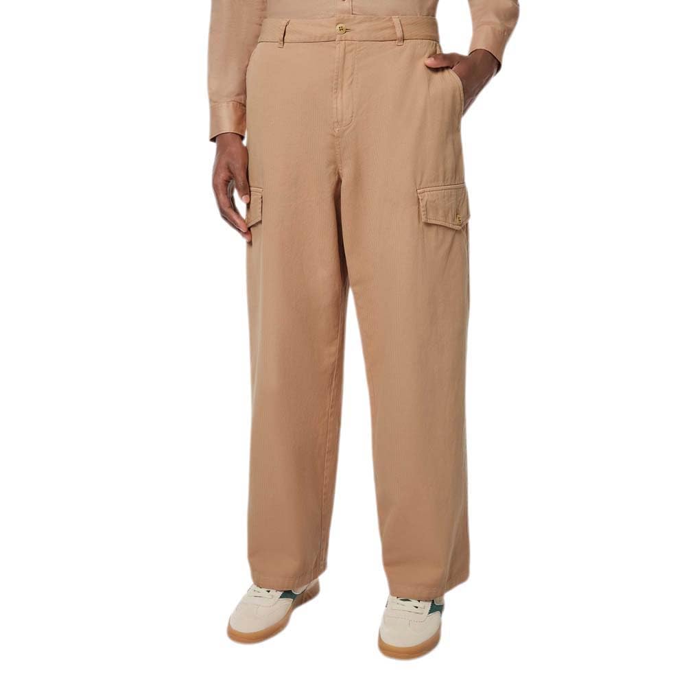 Scotch & Soda Men's Daze-Garment-Dyed Herringbone Cargo Pant Trousers, Soft Camel, 29 W/34 L