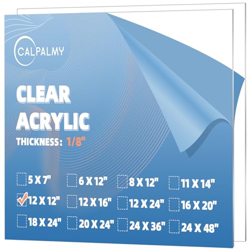 CALPALMY (2-Pack) 12 x 12” Clear Acrylic Sheet...
