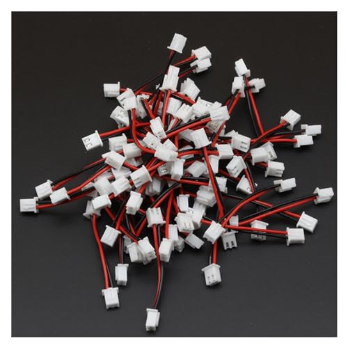 500PCS XH 2.54 2 Pin Connector Housing Wire Cables Double Housing Same Side 24AWG 50MM Dark Red