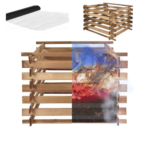 MODO24 Komposter KMP, Holzkomposter, Steckkomposter, Gartenkomposter, Druckimprägniert, Wetterfest, UV-beständig, Maulwurfgitter, Schutzgitter, Abmessungen 100x100x70 cm, Kapazität 600 l, Farbe: Braun MODO24 Komposter KMP, Holzkomposter, Steckkomposter, Gartenkomposter, Druckimprägniert, Wetterfest, UV-beständig, Maulwurfgitter, Schutzgitter, Abmessungen 100x100x70 cm, Kapazität 600 l, Farbe: Braun