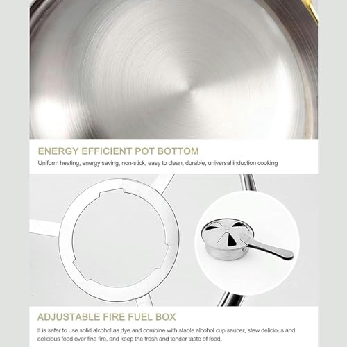 Set da Buffet in Acciaio Inox di Dimensioni Standard, con scaldavivande e Vassoio riscaldante per Feste in Cucina, 20 cm, Argento 18 cm.