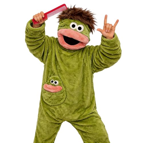 MissFox Combinaison Pyjama Femme Homme Grenouillère Adulte Oversize – Silly Costume Onesie Doux et Chaud avec Chaussons et Peigne, Vêtement Cocooning pour...