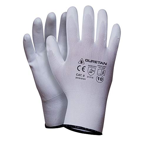 Guantes de trabajo (12 pares, poliuretano, talla 8), color blanco Cover