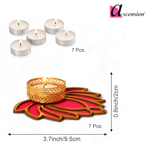 Image of Ascension Decorative Lotus Tealight Candle Holder Stand Set of 7 - Lotus Reusable Diya for Floor Rangoli & Diwali Decoration Items, Home Decor, Diyas Indoor Outdoor Office Decor Gifting Items