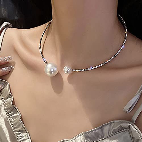 Jeairts Cystal Pearl Choker Necklace Silver Rhinestone Adjustable Necklaces Fashion Necklace Jewelry Party Gifts Costume Accessories For Women And Girls #TOP3