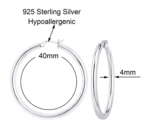 Savlano 925 Sterling silver 4MM Round Hoop Earrings for Women & Men Comes in 20MM-60MM with a Gift Box3
