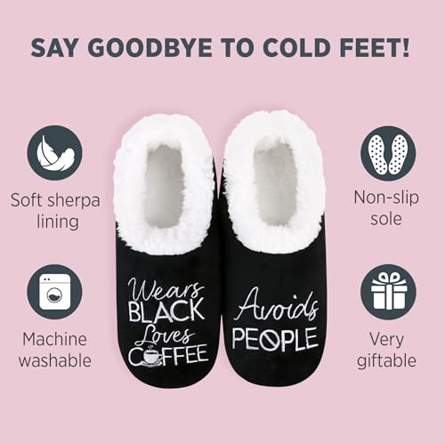 Image of Snoozies Slipper Socks -Funny Quote House Slippers for Women, Non-Slip Fuzzy