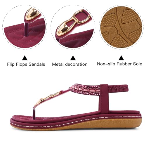 Image of SHIBEVER Flat Sandals for Women Dressy: Comfortable Thong Slip On Sandal