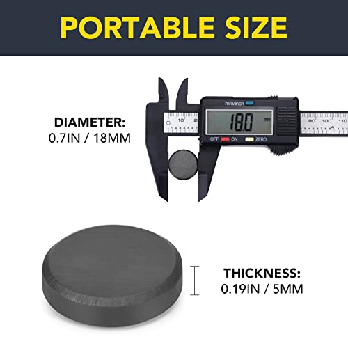 TRYMAG Small 18x5mm Ceramic Magnets for Crafts with Adhesive Backing, 150Pcs Round Disc Flat Circle, Ferrite Industrial Magnets for Button, Hobbies, School, DIY-0.78" D X 0.19" H