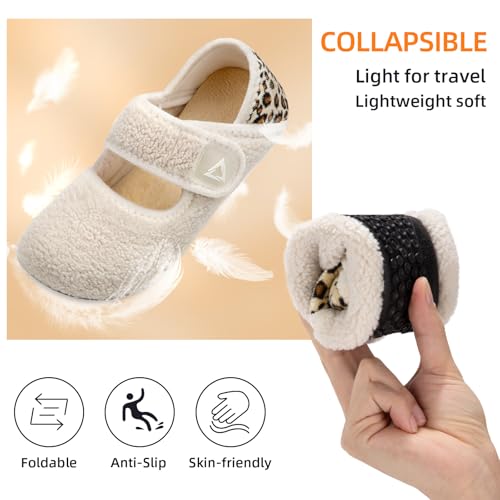 Image of ATHMILE House Slippers for Women Men Indoor Barefoot Slippers Socks Wide Diabetic Shoes Adjustable Soft Slip on House Slippers for Home Bedroom Travel