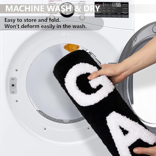 Image of KOEXM Get Naked Bath Mat Cute Bathroom Rugs 16 inch x 24 inch Non Slip Absorbent Black Bath Rug for Bathroom Floor and Shower Funny Decor for Apartment, Machine Washable