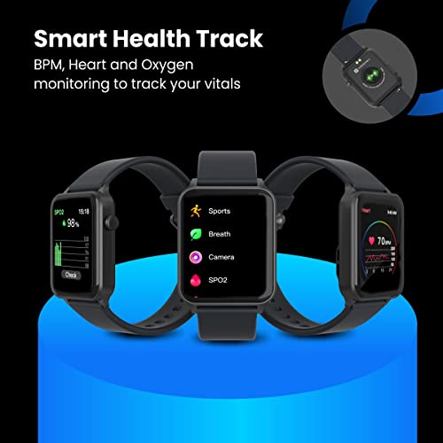 Image of Portronics Kronos Gamma Bluetooth Calling Smart Watch, 1.69inch HD Display, Dial Pad, SpO2, BP & HR Monitoring, Multiple Sports Mode, IP68 Water Resistant, Android /iOS Compatibility(Black)