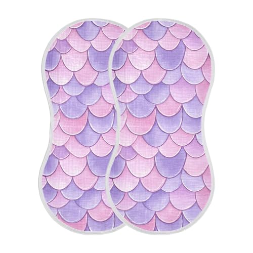xigua Mermaid Scales Baby Burp Cloths for Newborn Boys and Girls 4 Pack, Soft & Absorbent Cotton Baby Burp Cloth, Baby Washcloths, Newborn Towel, Burp Rags2