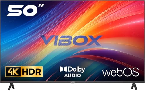VIBOX UHD 4K 50 Pouces Smart TV | WebOS | HDR10 | 3X HDMI, 2X USB | Dolby Audio| Compatible Fixation Murale | Télécommande gestuelle avec Commandes de Streaming