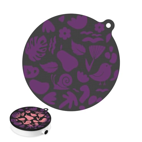KR KITCHENRAKU ihマット ihクッキングヒーターマット 温度変化により色が変わる 黒系パープルtoピンク 柄1 24cm 1枚 滑り止め 夏っぽい 傷防止 シリコンマット 断熱パッド