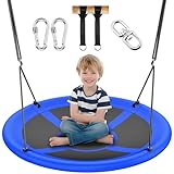 Everyfun 43' Saucer Tree Swing for Kids Adult, 700lbs Weight Capacity, Waterproof Flying Saucer Swing with Adjustable Hanging Straps, Swing Seats for Backyard Outdoor Indoor Playground, Blue