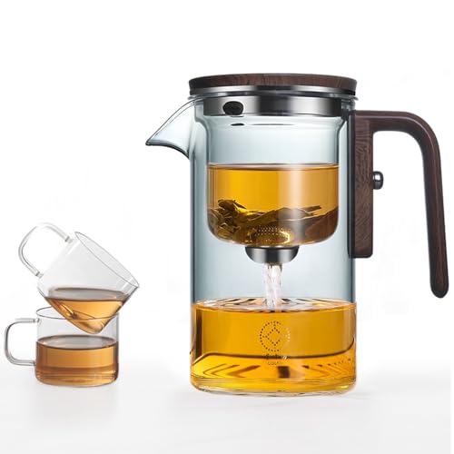 Teiera Magica Con Infusore - Vetro Resistente, 720ml, Controllo A Pressione, Design Elegante