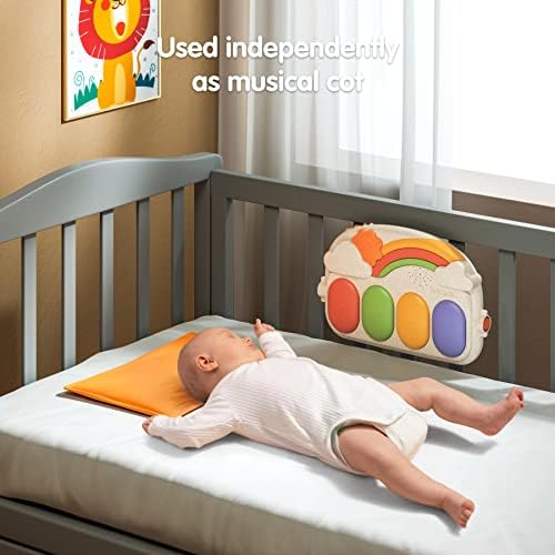 Baby Piano Gym mat, New-Born Baby Fitness and Activity Music Light Play Mats with Arches, and 4 Rattles Toys, Suitable from 0 Month Gift Toys for Infant