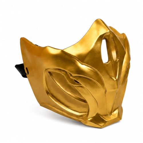 MK Game Mask Cosplay Costume Prop Halloween Half Face Resin Mask for Adult Men (Golden)