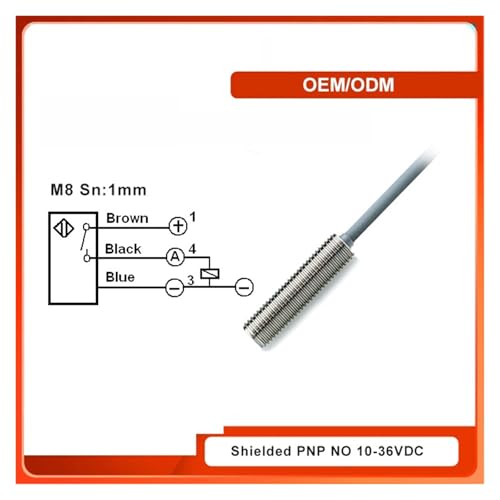 Sensor M8 PNP NO empotrado con detección de 2 mm y carcasa estanca IP67 para corriente 36V 3