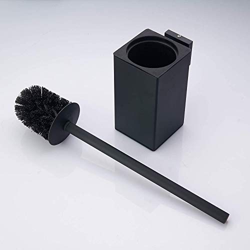 Matte Black Toilet Brush Holder - Stainless Steel Wall Mount With Removable Cup, Rustproof
