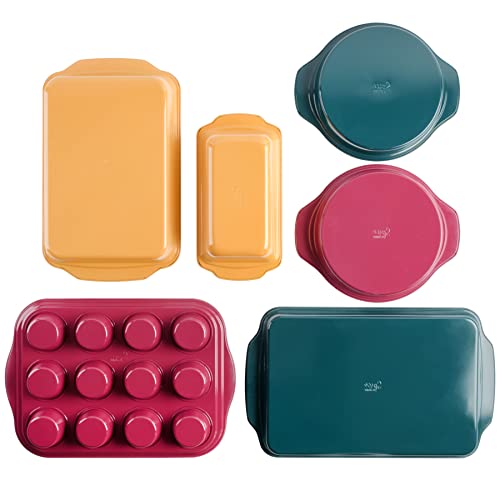 Spice by Tia Mowry Healthy Nonstick Ceramic Savory Saffron 6 Piece Carbon Steel Bakeware Set - Assorted Colors (96227… - Image 6