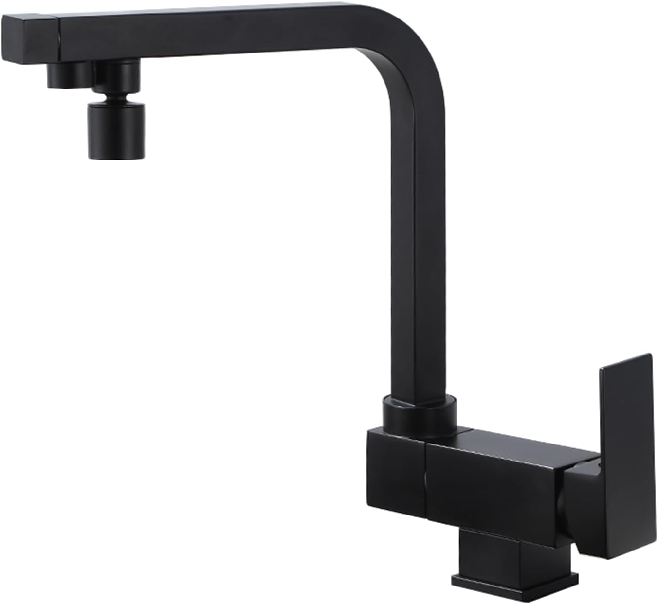 Robinet de cuisine 3 voies noir pivotant 360 double poignée 2 jets