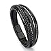 Branets Bracelet en cuir pour homme Bracelet tressé Bracelets de manchette avec fermoir magnétique, cadeaux d'anniversaire de Noël pour hommes et garçons